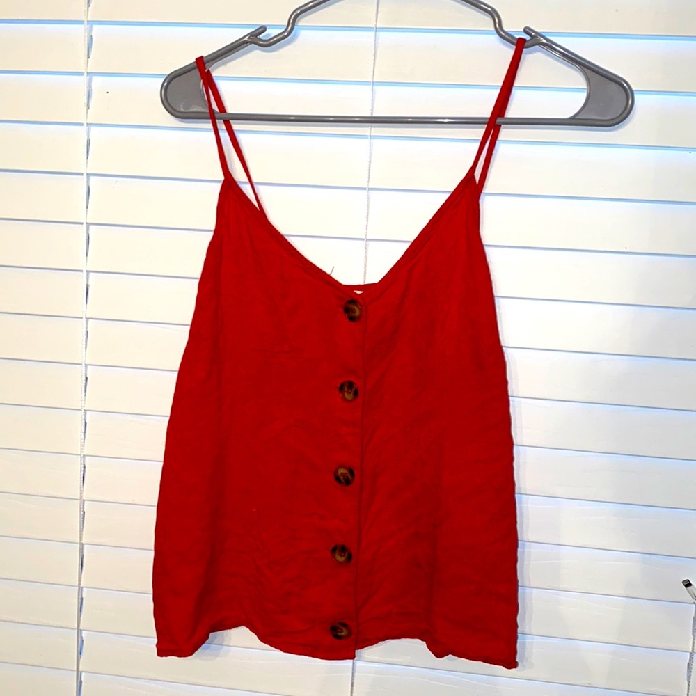 Sunset orange Tank top with button down